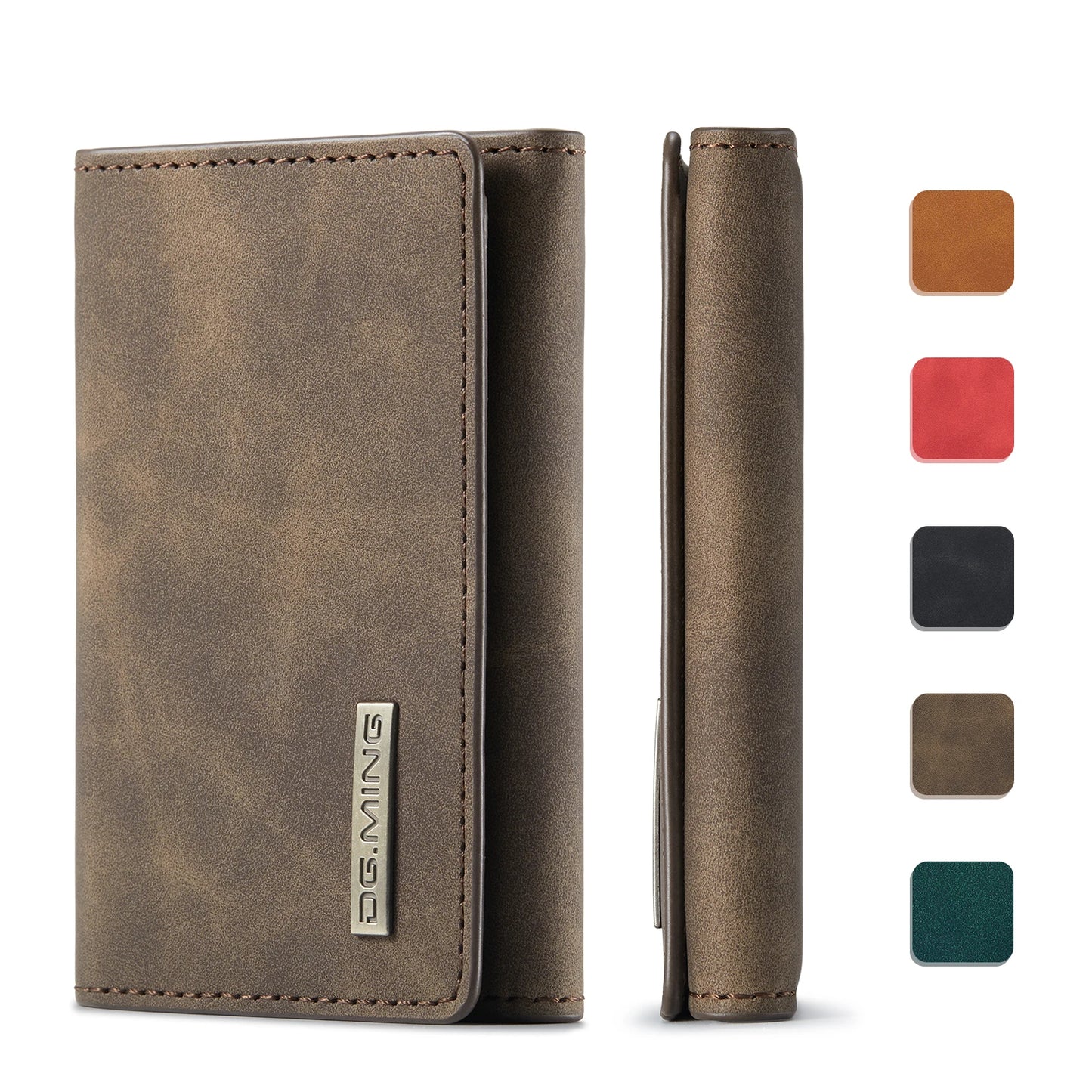 (With Large Bill Room)Fashion Short Leather Wallet Men's Coin Cash Cards Holder Purse Foldable Wallet Women's  Mini Slim Handbag