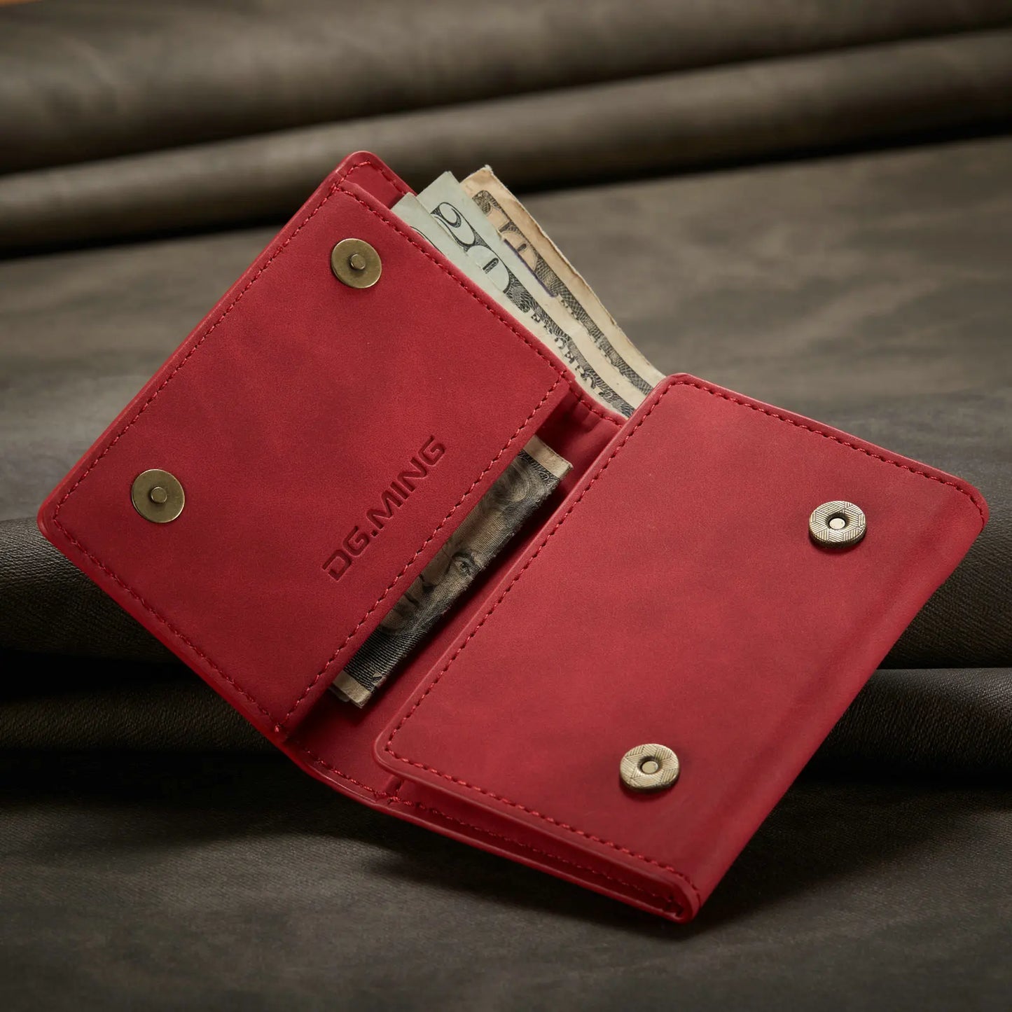 (With Large Bill Room)Fashion Short Leather Wallet Men's Coin Cash Cards Holder Purse Foldable Wallet Women's  Mini Slim Handbag