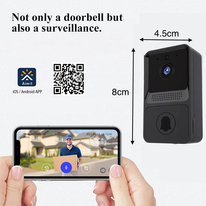 Smart Wireless Doorbell WIFI Video Phone Intercom 100° Wide Vision HD Camera Infrared Night Vision Home Security Alarm Doorbell