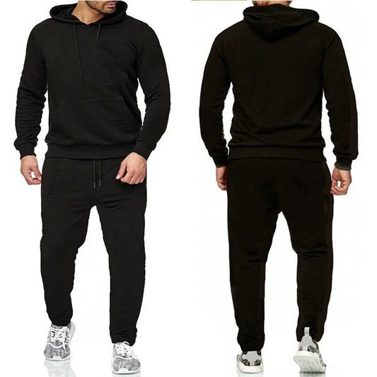 New Fashions Autumn Winter Cotton Sets Sweat Men's Zipper Hoodie Pants Tracksuit Casual Men Two Pieces Sportswear Gym Clothers