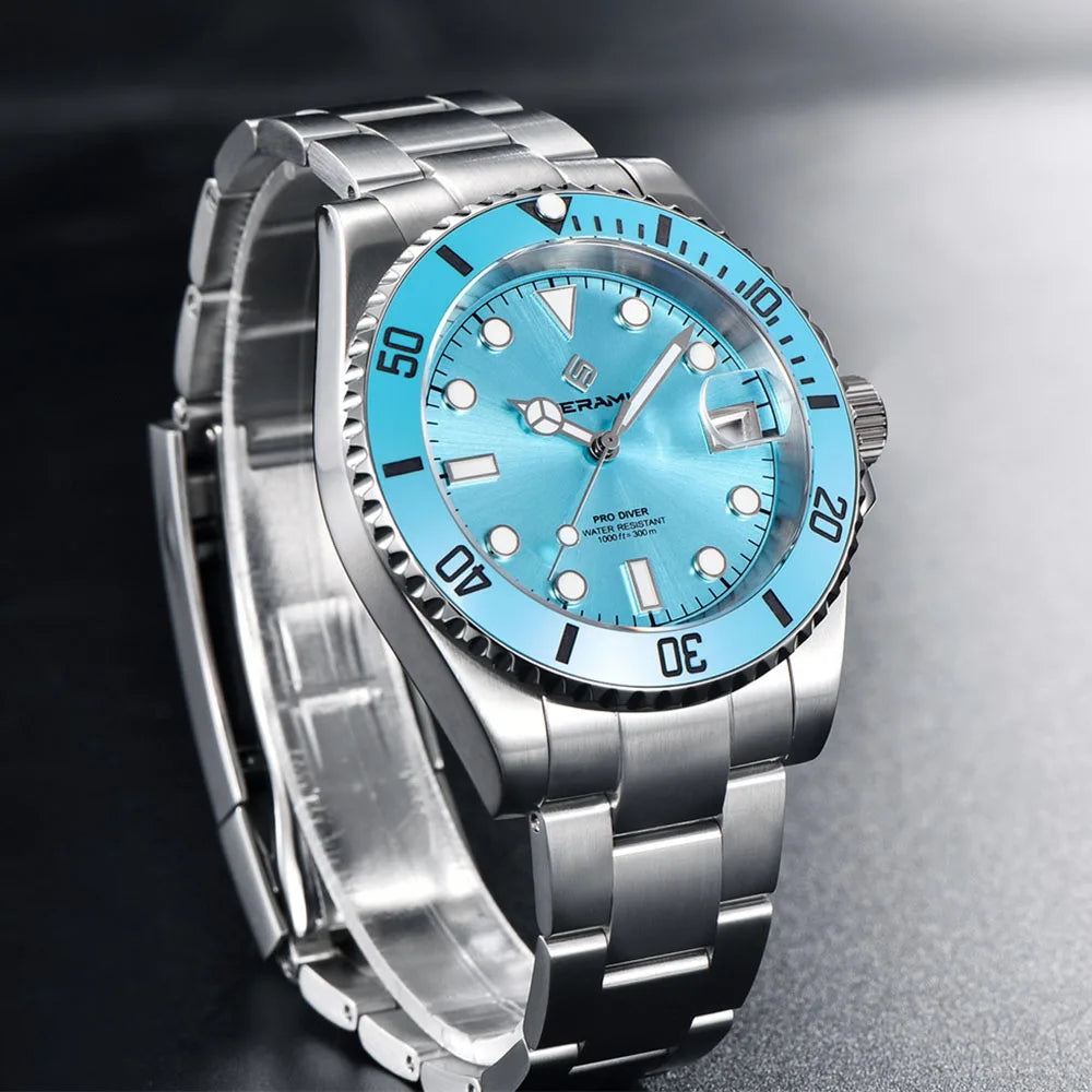FeelNever Water Ghost Diver Watch Men Luxury Business NH35 Automatic Mechanical Watch Sapphire Waterproof 300m 316L Full Steel