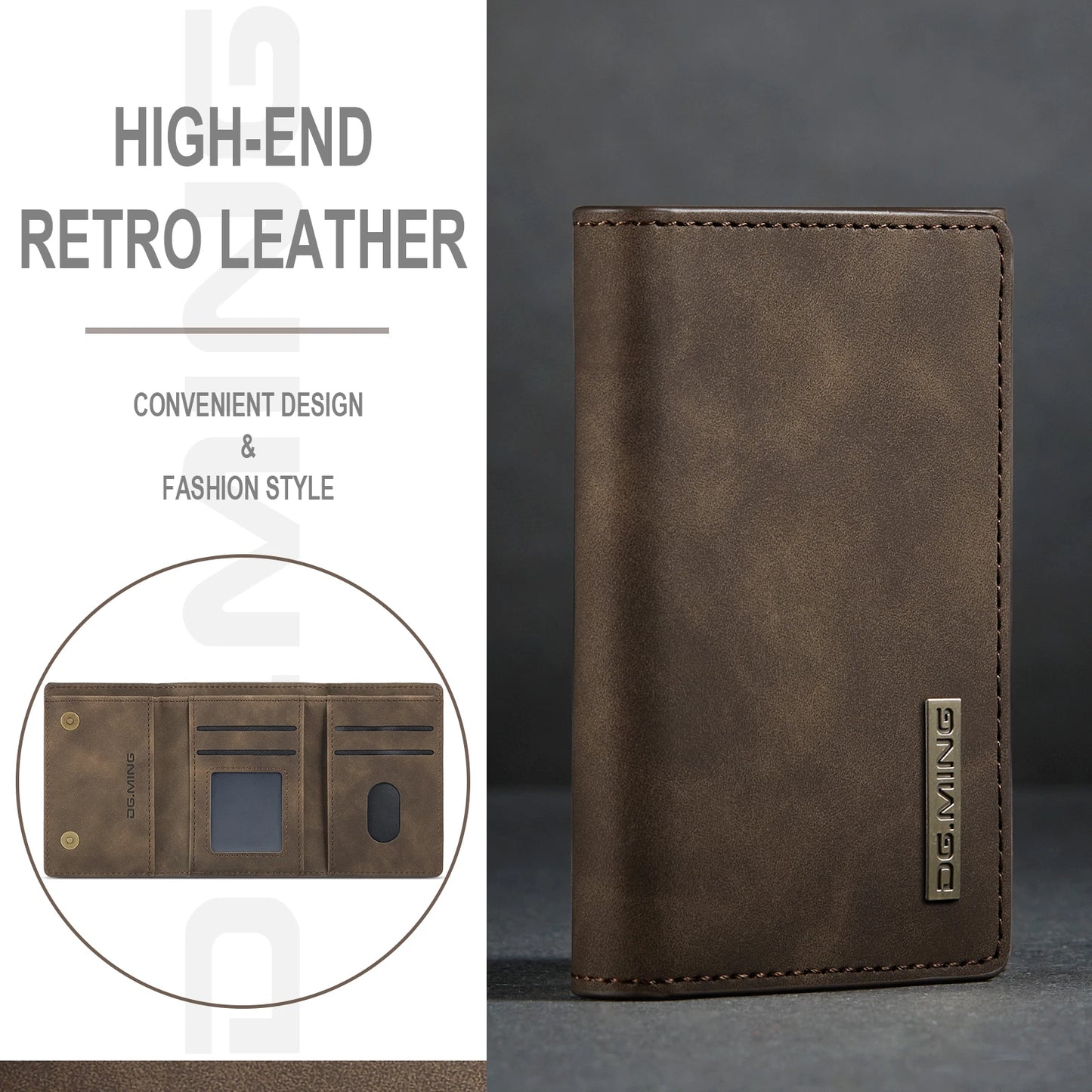 (With Large Bill Room)Fashion Short Leather Wallet Men's Coin Cash Cards Holder Purse Foldable Wallet Women's  Mini Slim Handbag