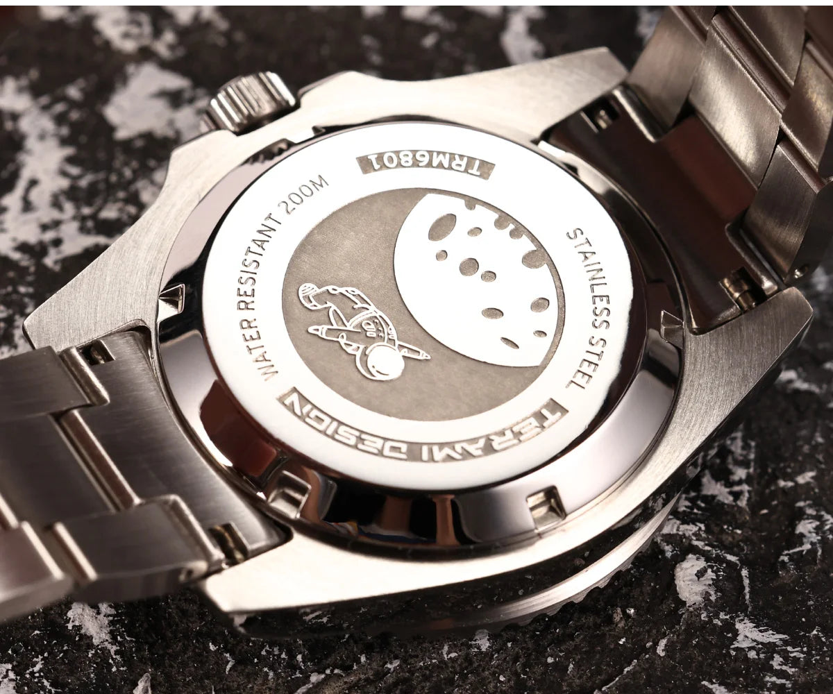 FeelNever Water Ghost Diver Watch Men Luxury Business NH35 Automatic Mechanical Watch Sapphire Waterproof 300m 316L Full Steel