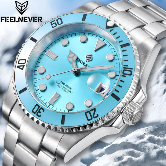 TERAMI Top Brand 40MM Ceramic Bezel Mechanical Men Watches Luxury NH35 Super Lume Sapphire Mirror Dive Wristwatches reloj hombre