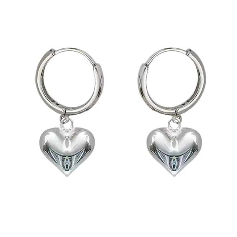 2024 New Fashion Simple Hollow High Luxury Heart Shaped Women's Earrings Jewelry