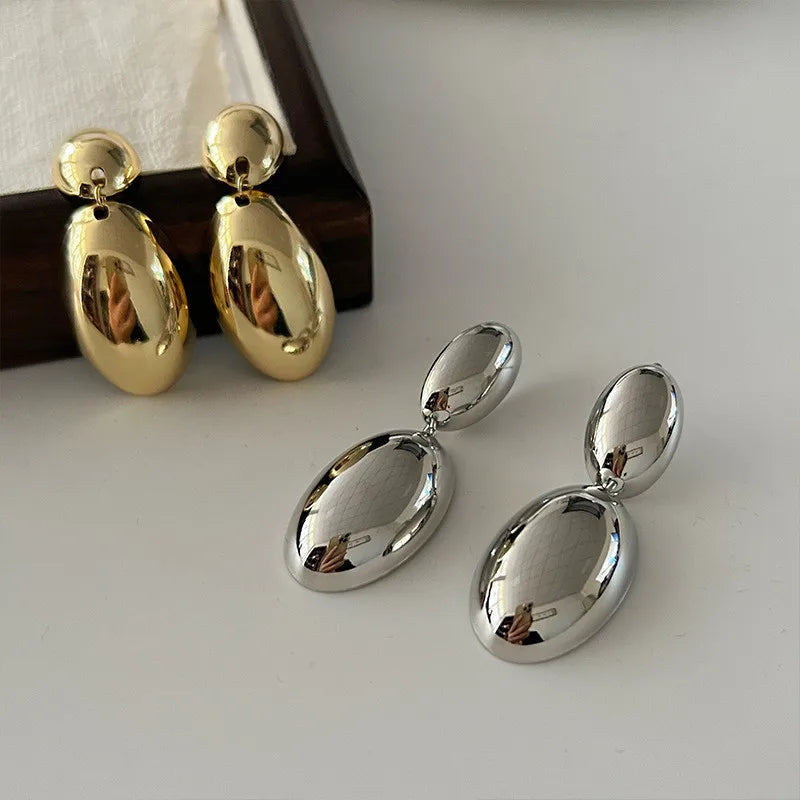 Brand NewExaggerated Large Water Drop Metal Earrings Women's Retro Gold Smooth Thick Earrings Party Jewelry Gifts  2023