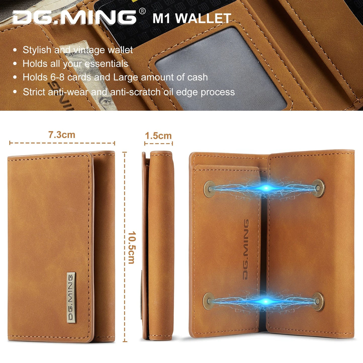 (With Large Bill Room)Fashion Short Leather Wallet Men's Coin Cash Cards Holder Purse Foldable Wallet Women's  Mini Slim Handbag