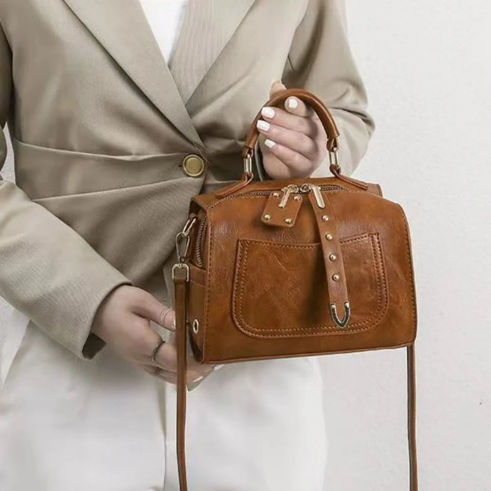 Women's Shoulder Bag New Fashion Retro Bag Single Shoulder Crossbody Bag PU Bag Fashionable Handheld Bag