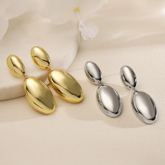 NEWBUY 2024 Fashion Gold/Silver Color Geometric Drop Earrings For Women High Polish Copper Party Jewelry