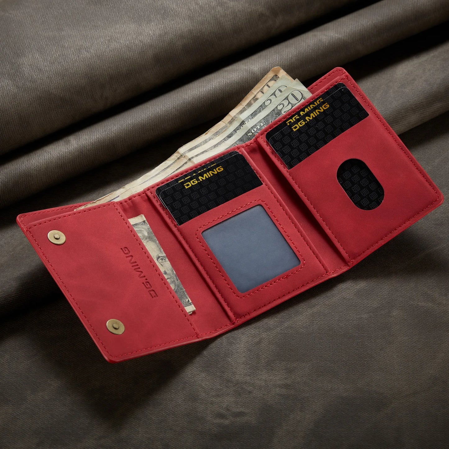 (With Large Bill Room)Fashion Short Leather Wallet Men's Coin Cash Cards Holder Purse Foldable Wallet Women's  Mini Slim Handbag