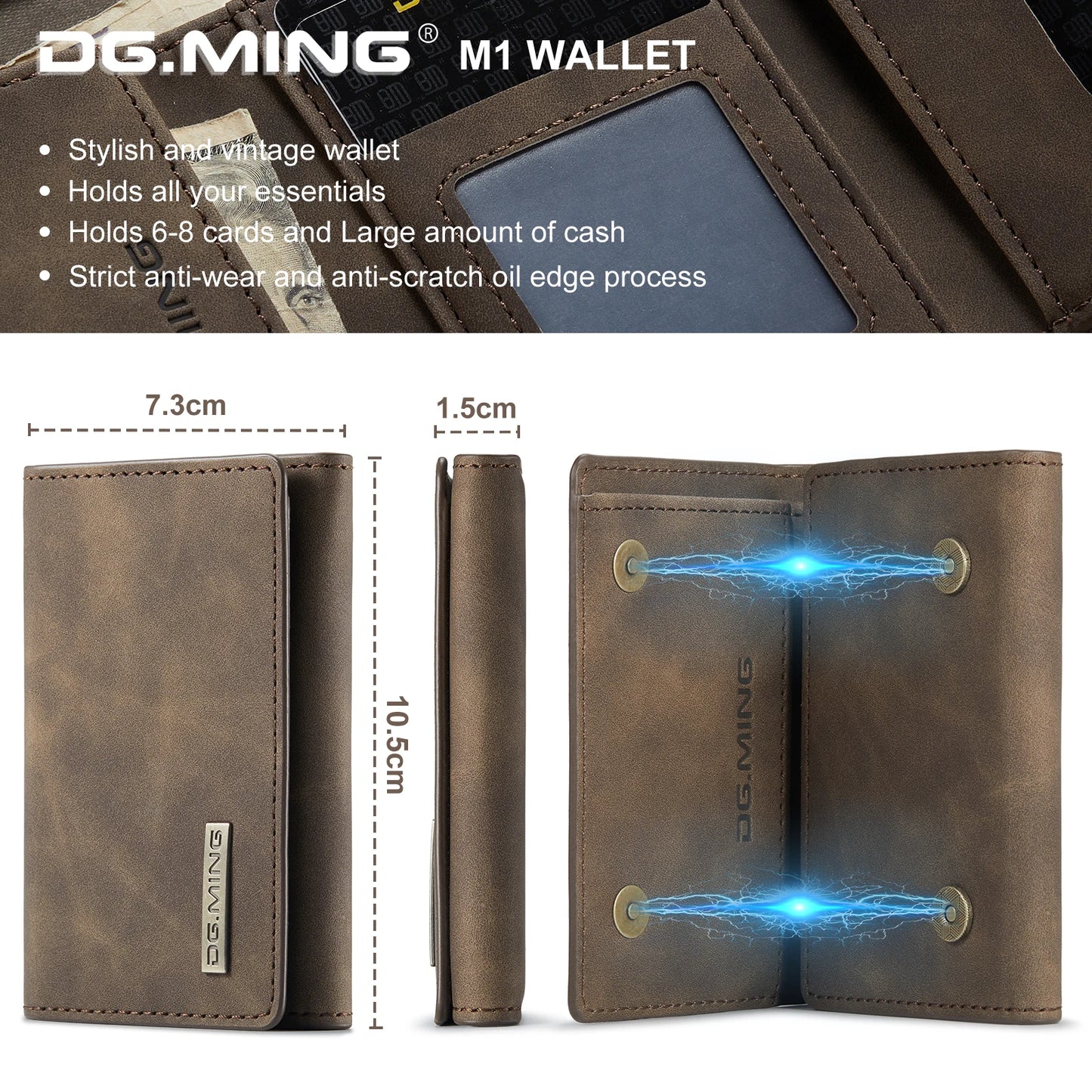 (With Large Bill Room)Fashion Short Leather Wallet Men's Coin Cash Cards Holder Purse Foldable Wallet Women's  Mini Slim Handbag