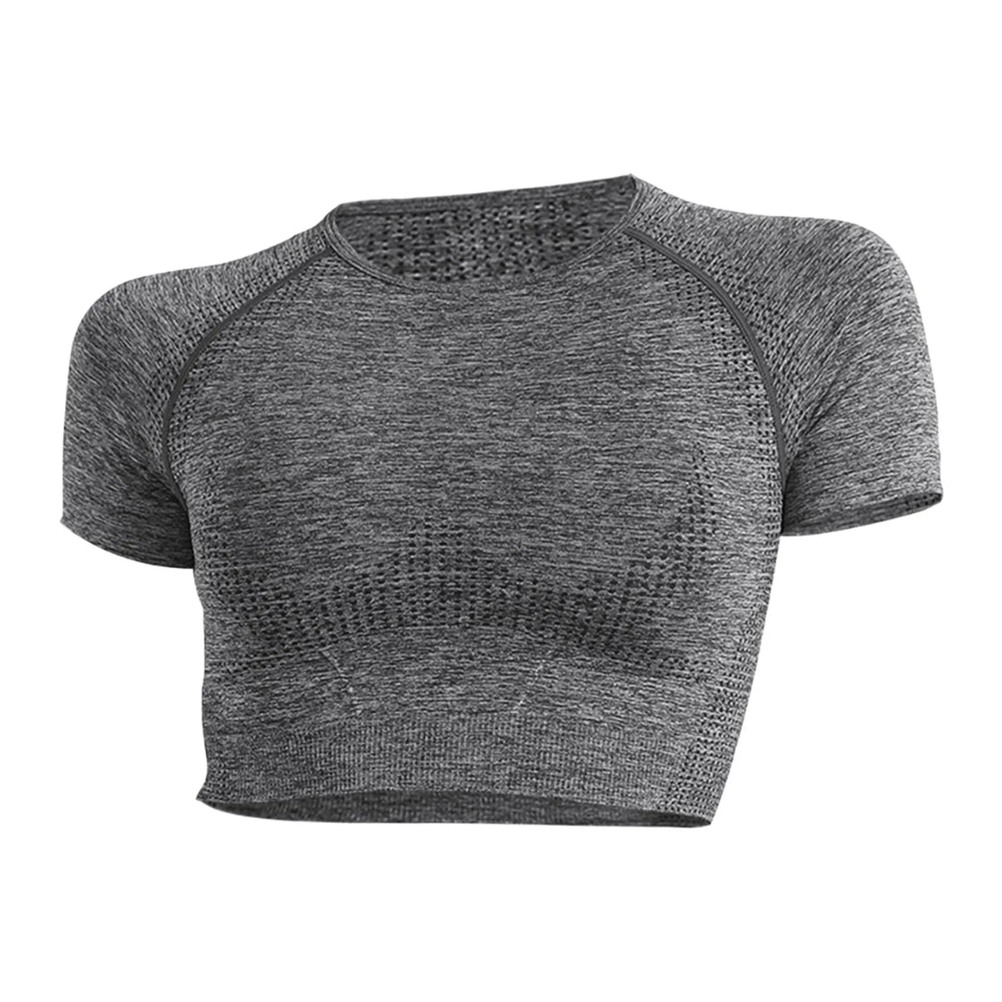 Summer Women's Sports Yoga Top Short Sleeve High Elastic Tight Fitness Athletic Shirt Solid Color Crop Top Female Clothing 2024