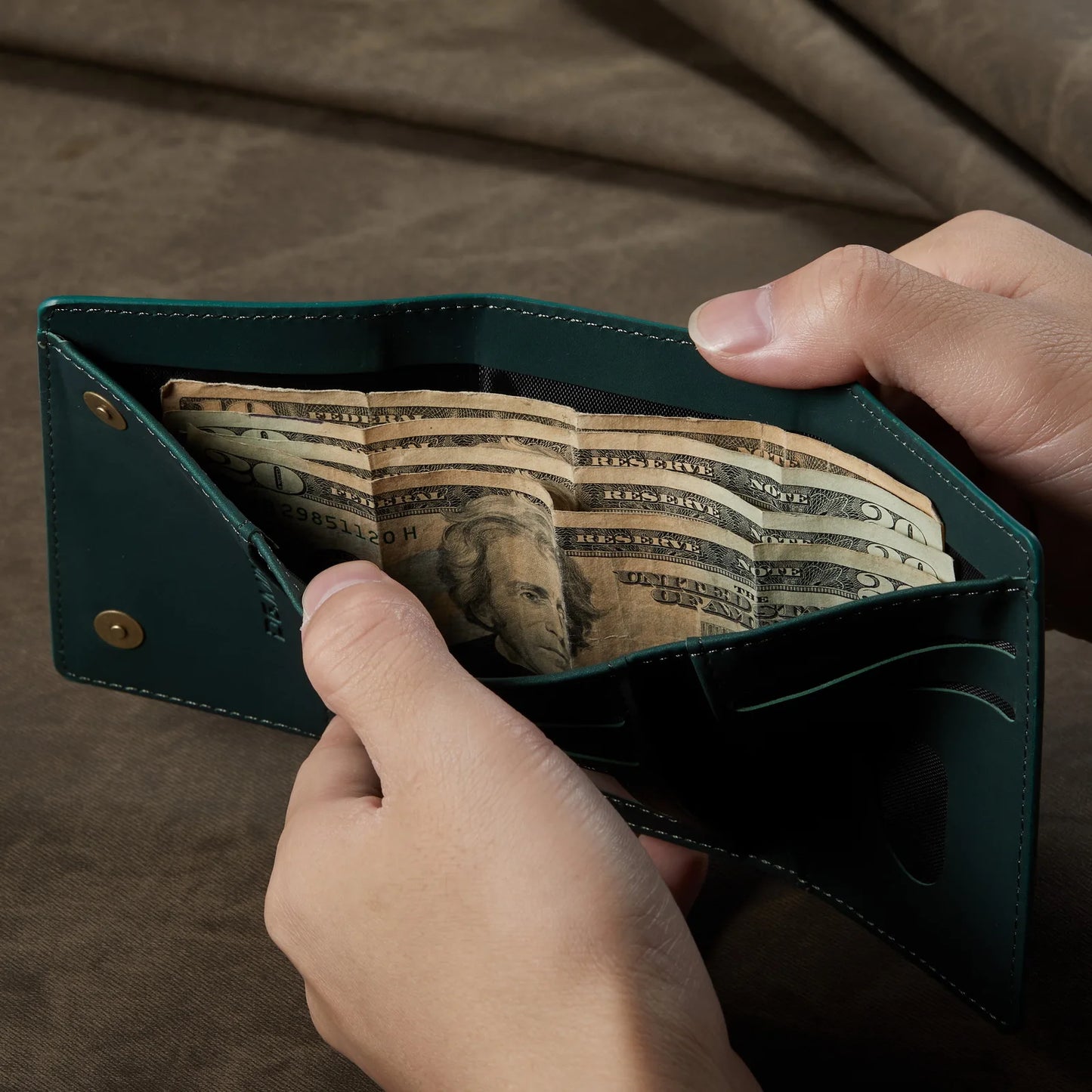 (With Large Bill Room)Fashion Short Leather Wallet Men's Coin Cash Cards Holder Purse Foldable Wallet Women's  Mini Slim Handbag