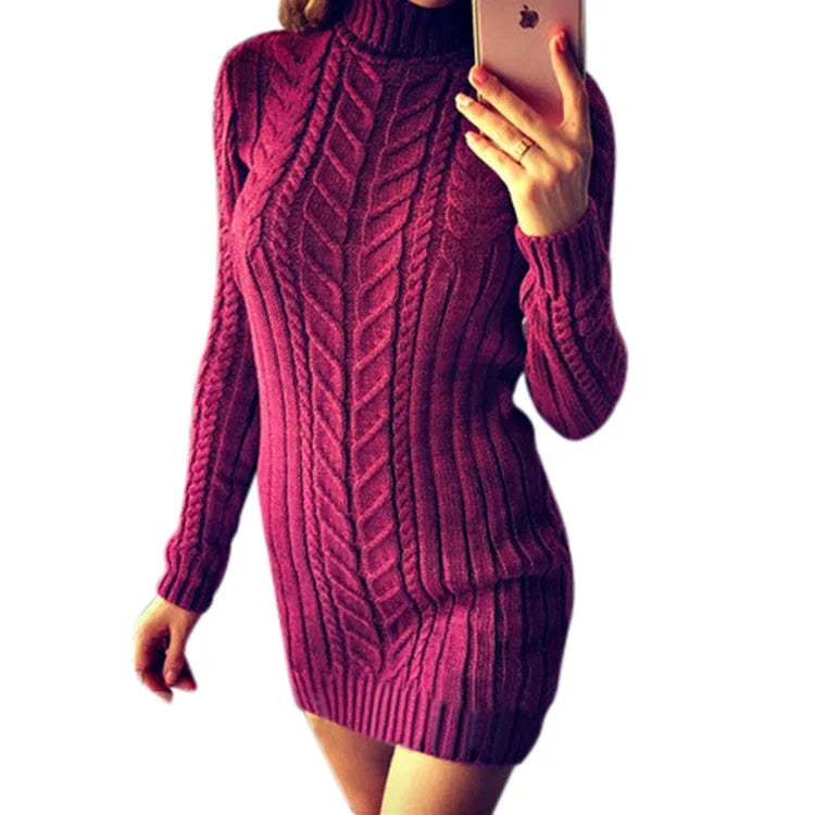 New Turtleneck Sweater Women Autumn Winter Knitted Sweaer Casual Long Sleeve Pullovers Thick Warm Womens Jumper Pull Femme