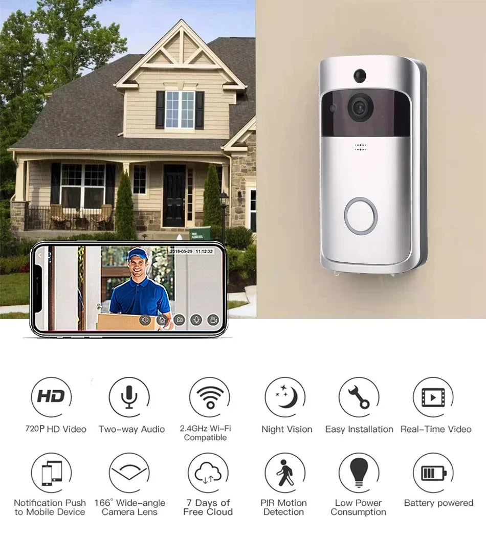 wowcam app Video Door Bell Wifi Wireless Doorbell Smart Camera Door Phone Intercom with Motion Detection Waterproof No battery