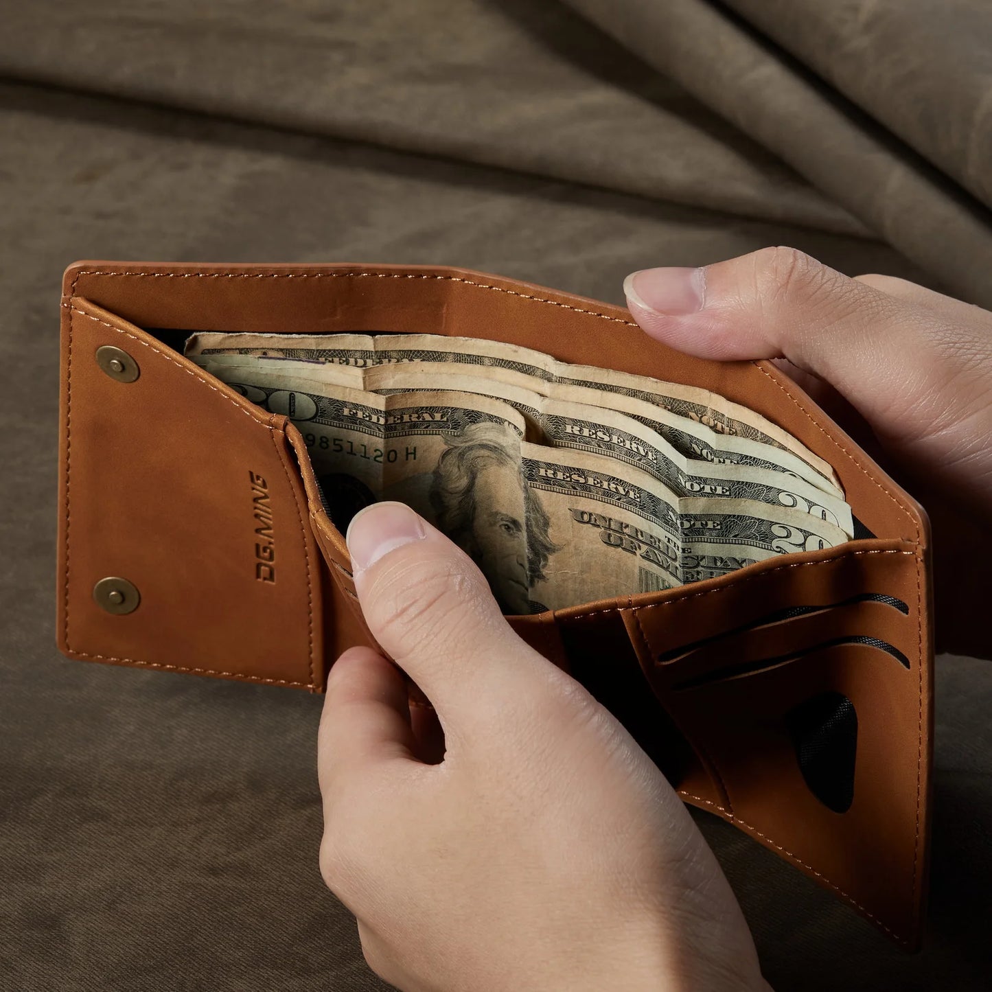 (With Large Bill Room)Fashion Short Leather Wallet Men's Coin Cash Cards Holder Purse Foldable Wallet Women's  Mini Slim Handbag