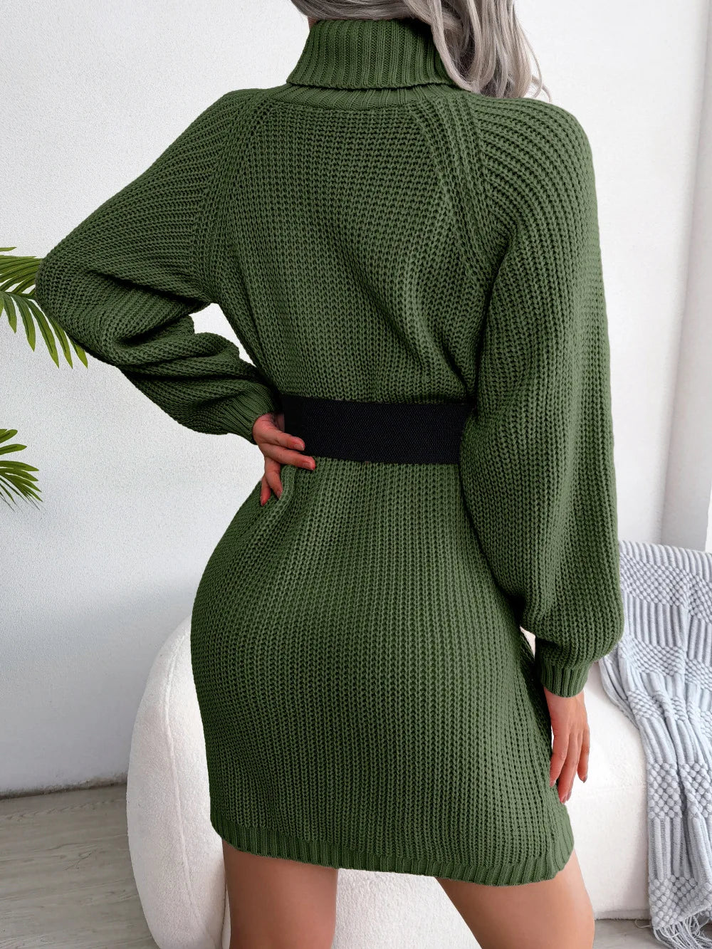 Women Dresses Long Sleeve Turtleneck Pullover Knitting Sweaters Dress Button High Street Vestidos Sexy Wrap Buttocks Elegant