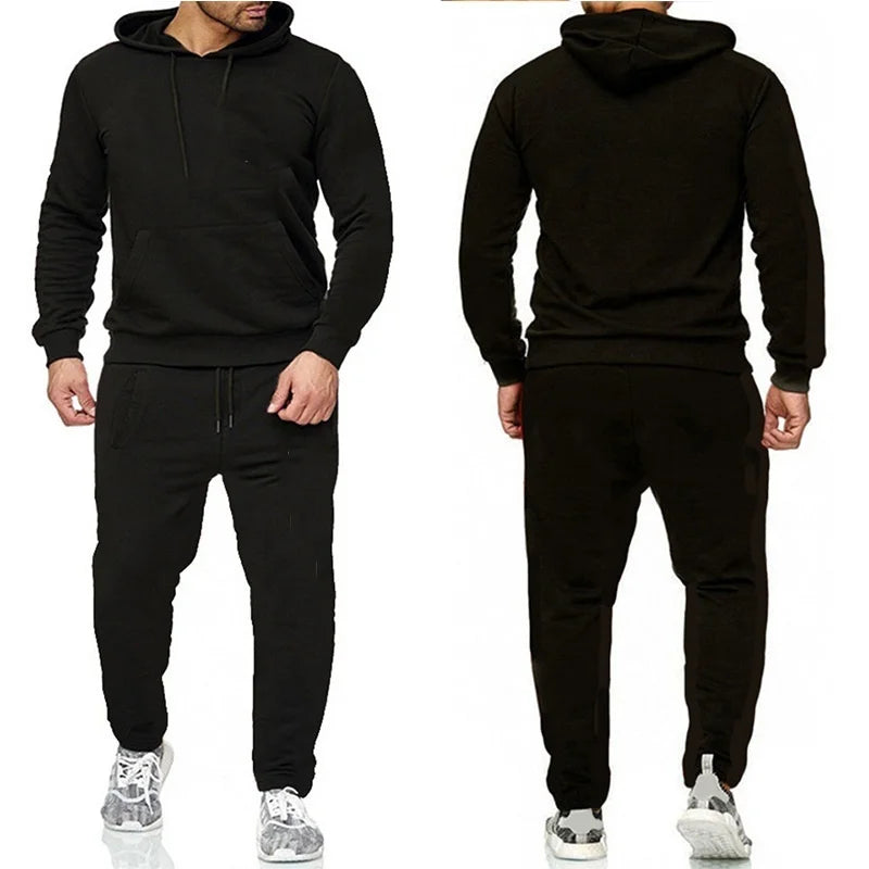 New Fashions Autumn Winter Cotton Sets Sweat Men's Zipper Hoodie Pants Tracksuit Casual Men Two Pieces Sportswear Gym Clothers