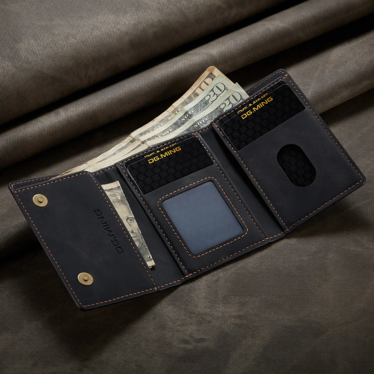 (With Large Bill Room)Fashion Short Leather Wallet Men's Coin Cash Cards Holder Purse Foldable Wallet Women's  Mini Slim Handbag