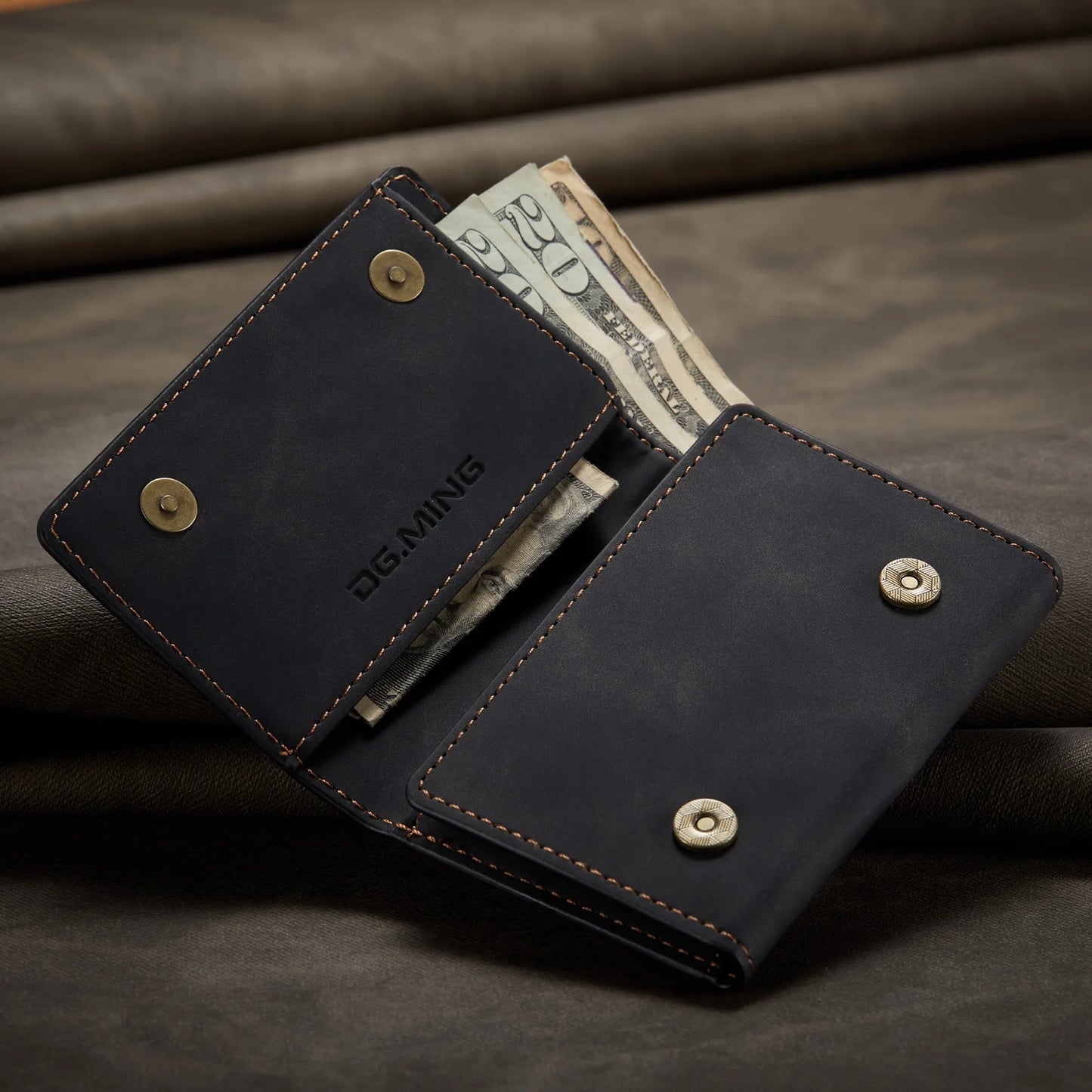 (With Large Bill Room)Fashion Short Leather Wallet Men's Coin Cash Cards Holder Purse Foldable Wallet Women's  Mini Slim Handbag