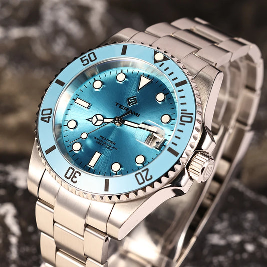 FeelNever Water Ghost Diver Watch Men Luxury Business NH35 Automatic Mechanical Watch Sapphire Waterproof 300m 316L Full Steel