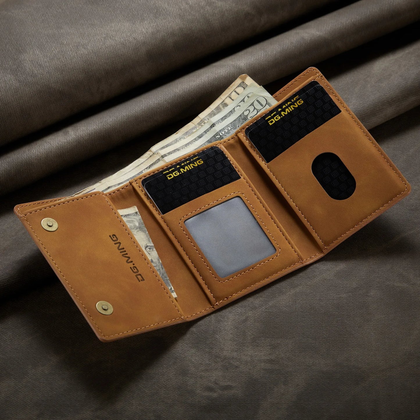 (With Large Bill Room)Fashion Short Leather Wallet Men's Coin Cash Cards Holder Purse Foldable Wallet Women's  Mini Slim Handbag