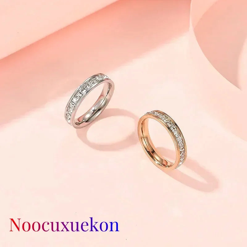 High Quality Titanium Steel Rings Fashion Simple Scrub Sandblast Steel Women's Rings 4mm Width Finger Gift Jewelry Wholesale