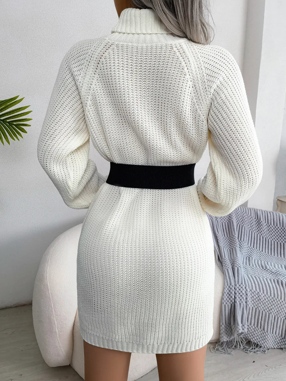 Women Dresses Long Sleeve Turtleneck Pullover Knitting Sweaters Dress Button High Street Vestidos Sexy Wrap Buttocks Elegant