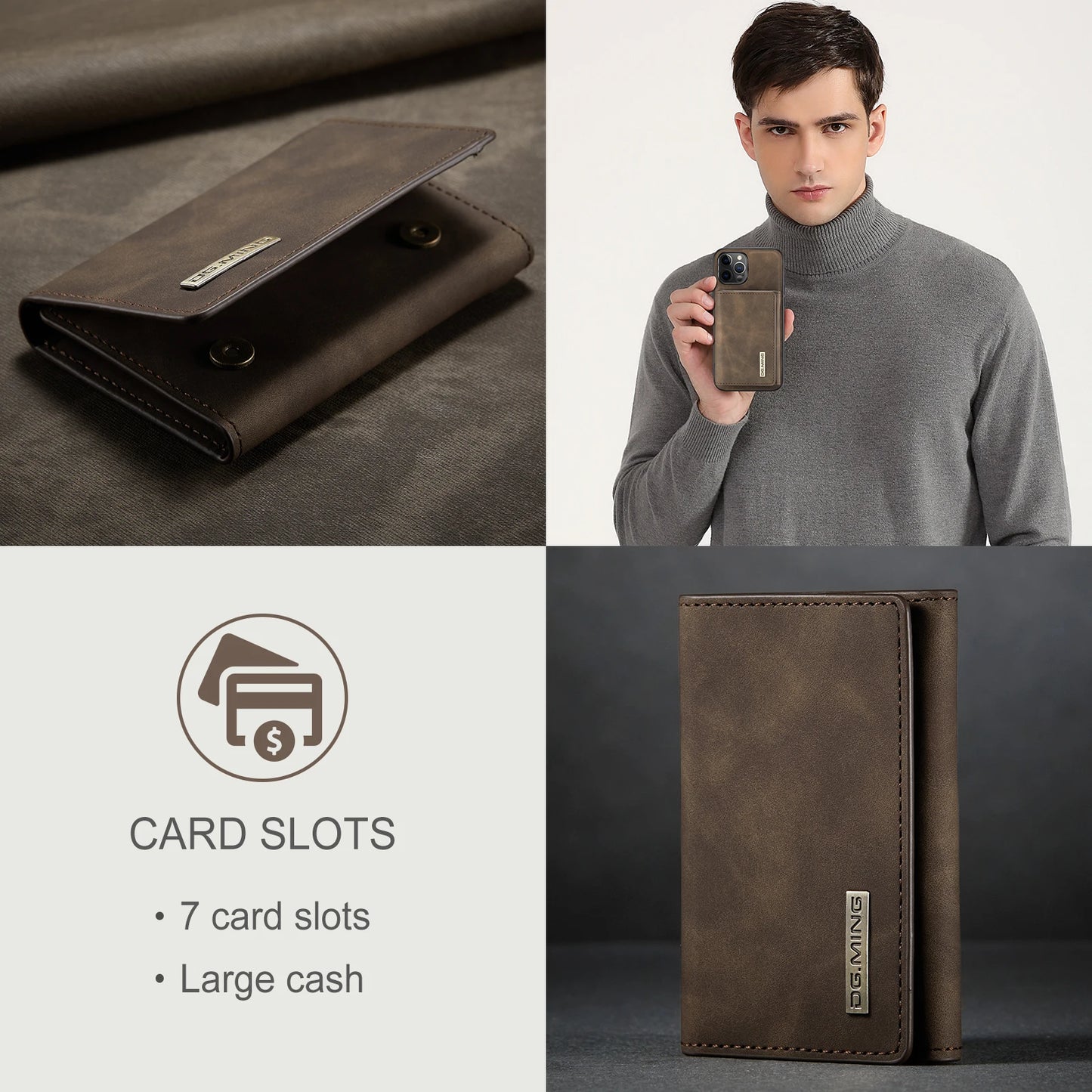 (With Large Bill Room)Fashion Short Leather Wallet Men's Coin Cash Cards Holder Purse Foldable Wallet Women's  Mini Slim Handbag