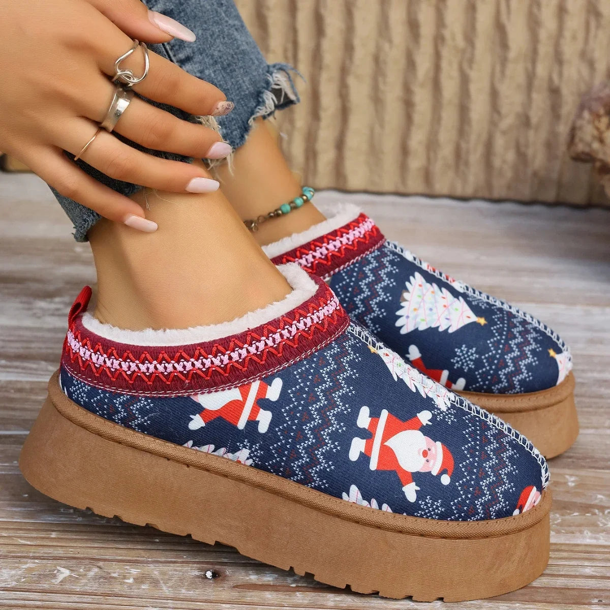Winter Women's Platform Shoes 2023 Fashion Keep Warm Plus Velvet Flat Snow Boots for Women Outdoor Casual Home Cotton Slippers