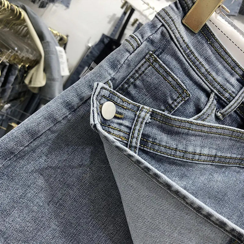 Y2k Denim Short For Girls All-Match Women's Shorts Zipper Fly High Waist Jean Shorts Fashion Elegant Daily Party Club Streetwear