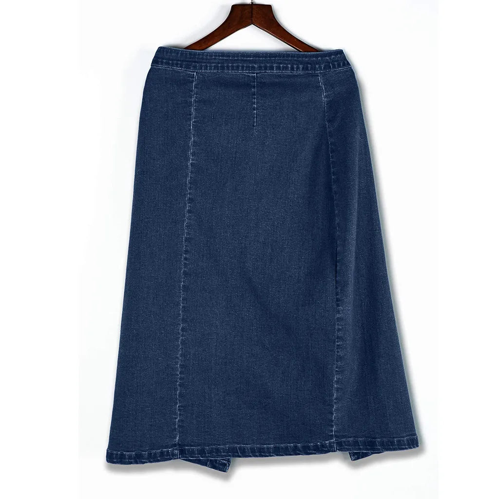 Plus Size Women's Denim Half Body Skirt Fashion High Waist Slim Pencil Denim Skirt Button Split Solid Colour Casual Half Skirt