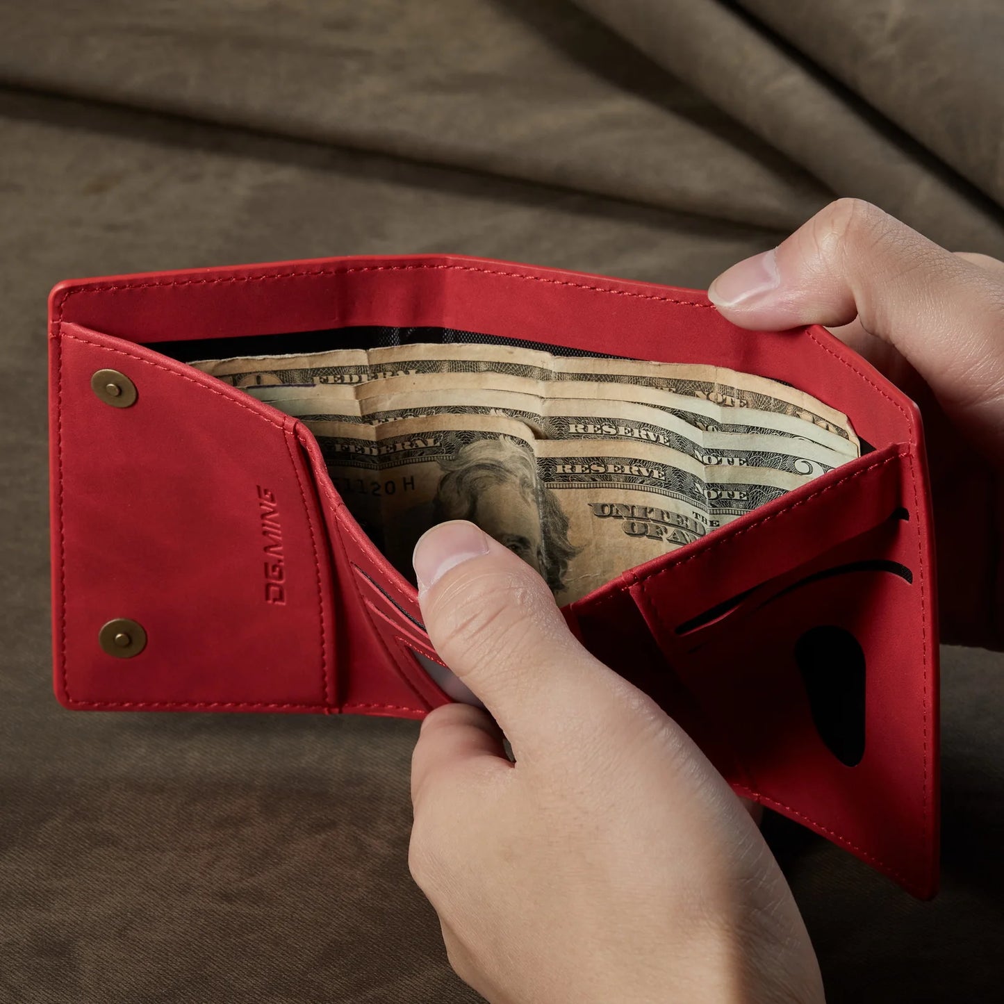 (With Large Bill Room)Fashion Short Leather Wallet Men's Coin Cash Cards Holder Purse Foldable Wallet Women's  Mini Slim Handbag