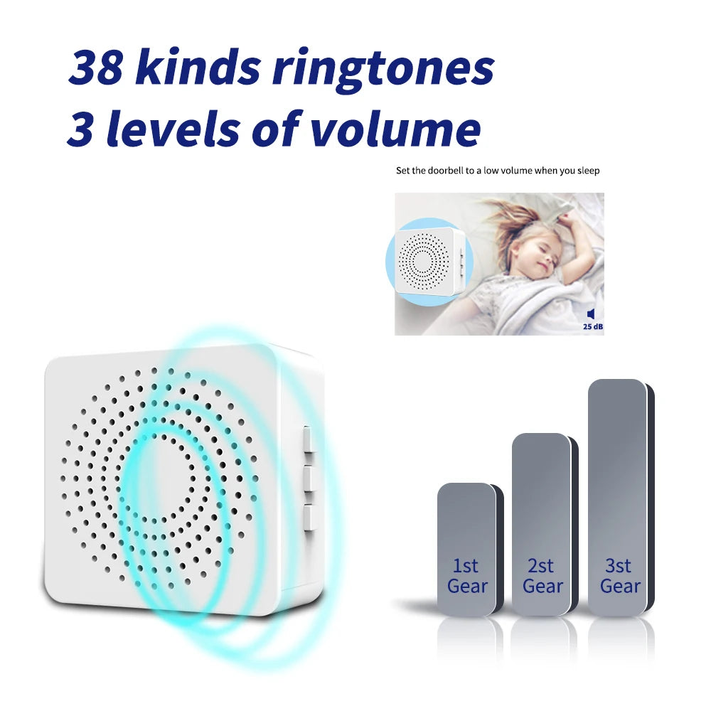 Outdoor Wireless Doorbell House My Melody Welcome Ring Bell Self-powered Waterproof Button USB Interface Door Bell Set