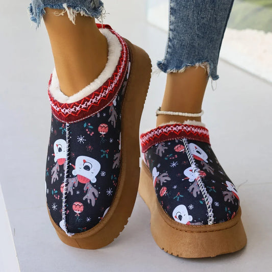Winter Women's Platform Shoes 2023 Fashion Keep Warm Plus Velvet Flat Snow Boots for Women Outdoor Casual Home Cotton Slippers