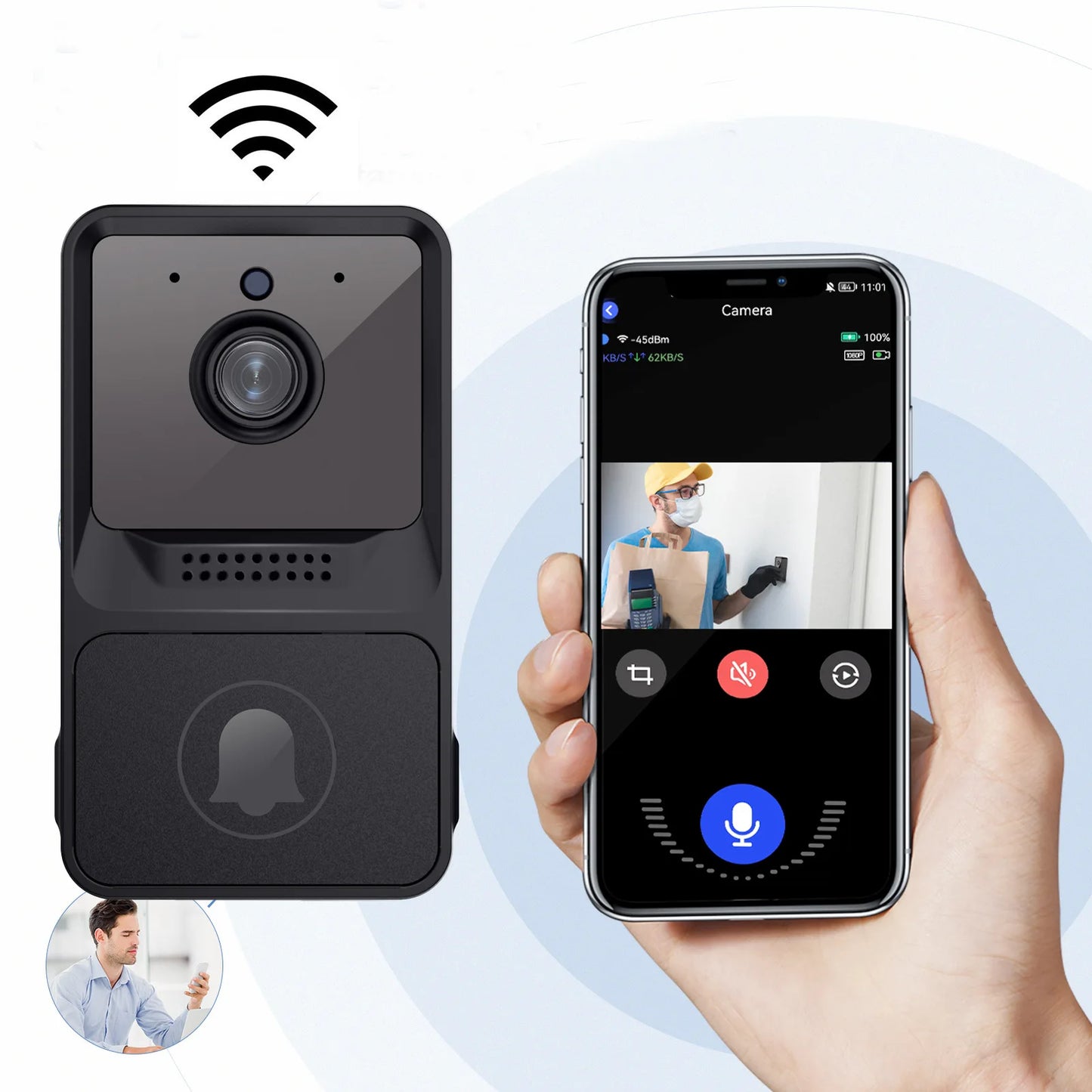 Z20 Intelligent Visual Doorbell Wireless WIFI Two-Way Intercom Home Doorbell Spyhole Peephole
