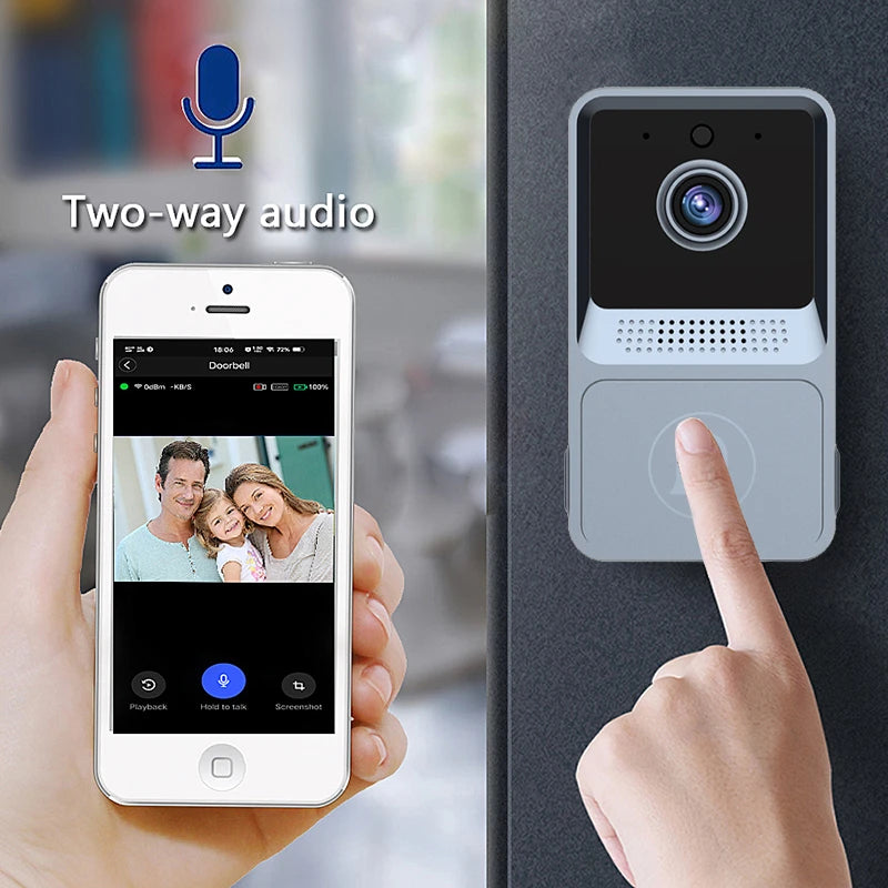 Smart Wireless Doorbell WIFI Video Phone Intercom 100° Wide Vision HD Camera Infrared Night Vision Home Security Alarm Doorbell
