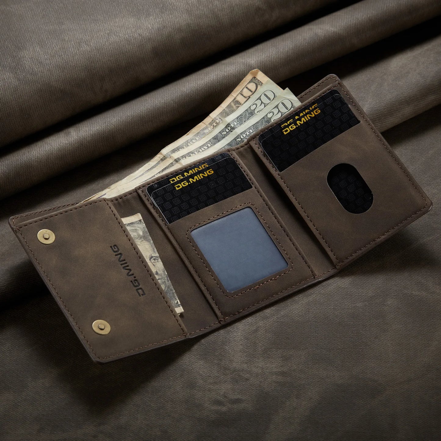 (With Large Bill Room)Fashion Short Leather Wallet Men's Coin Cash Cards Holder Purse Foldable Wallet Women's  Mini Slim Handbag