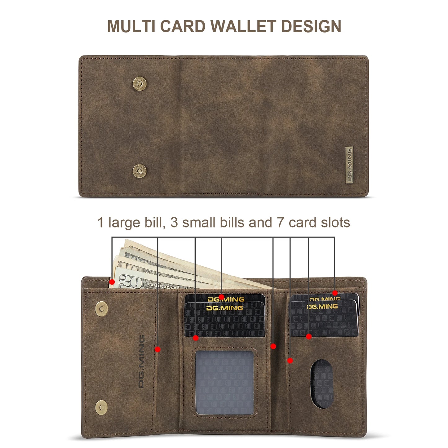 (With Large Bill Room)Fashion Short Leather Wallet Men's Coin Cash Cards Holder Purse Foldable Wallet Women's  Mini Slim Handbag
