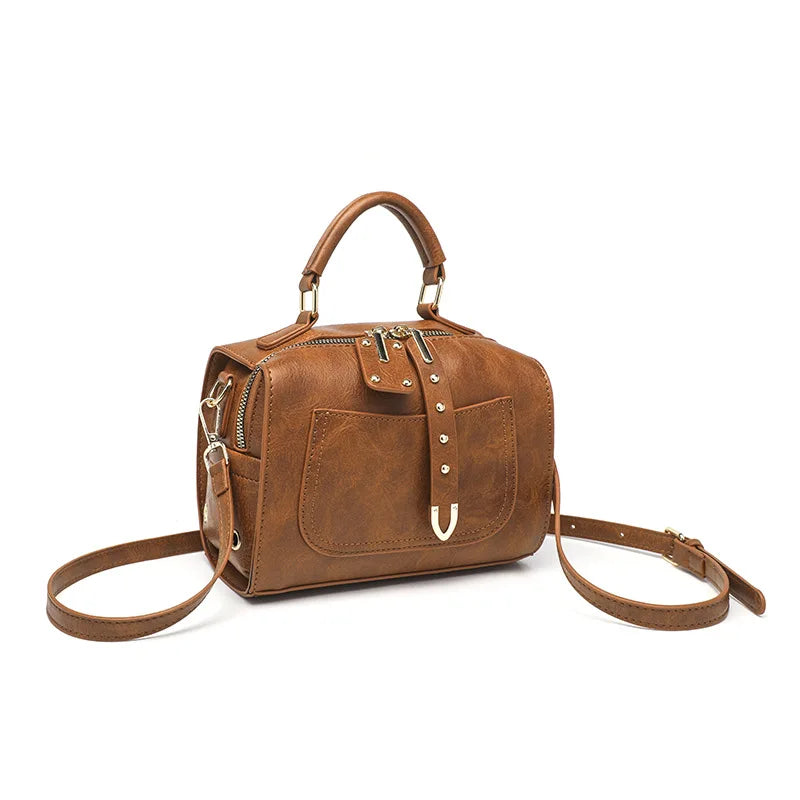 Women's Shoulder Bag New Fashion Retro Bag Single Shoulder Crossbody Bag PU Bag Fashionable Handheld Bag