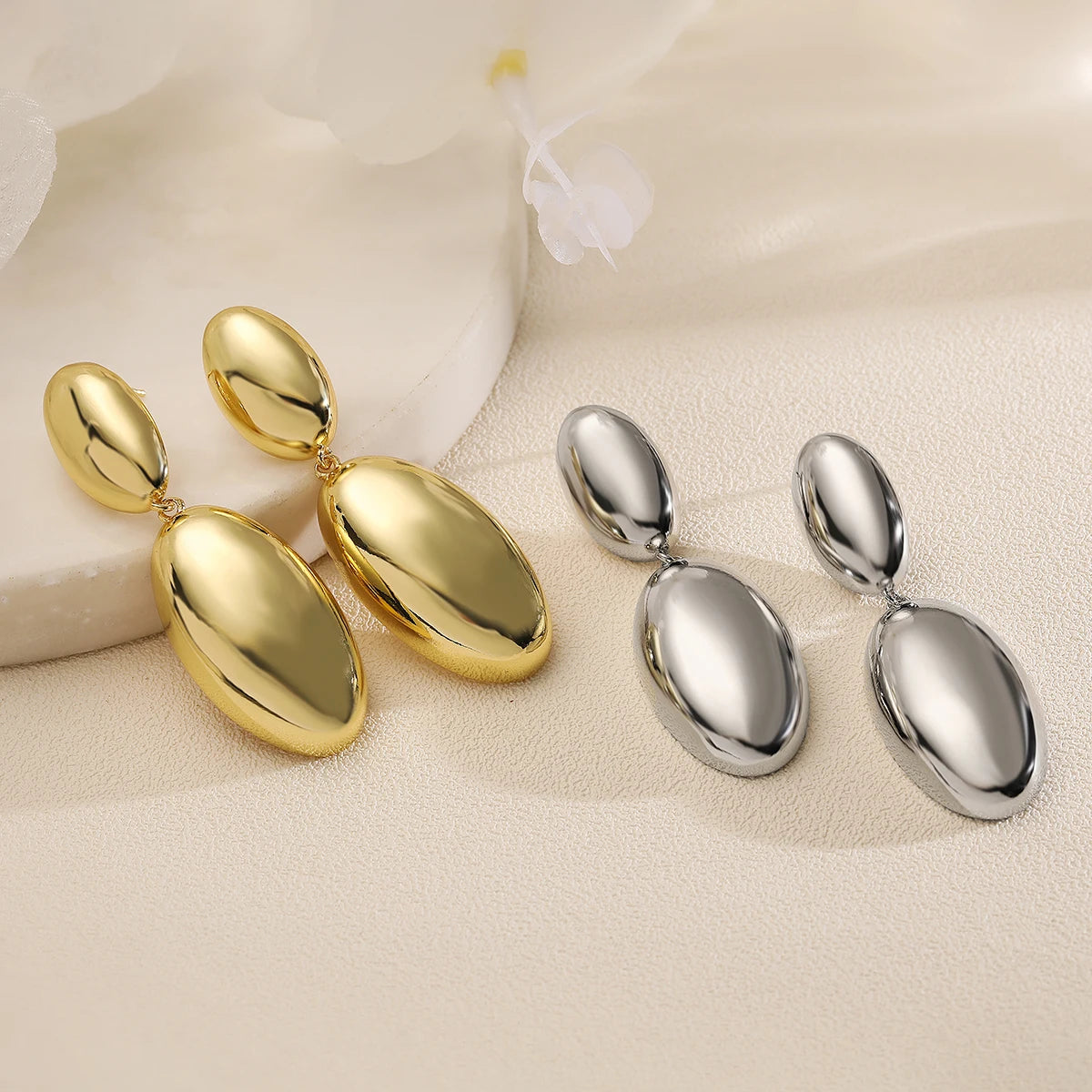 NEWBUY 2024 Fashion Gold/Silver Color Geometric Drop Earrings For Women High Polish Copper Party Jewelry