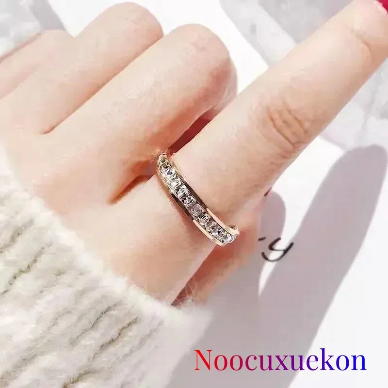 High Quality Titanium Steel Rings Fashion Simple Scrub Sandblast Steel Women's Rings 4mm Width Finger Gift Jewelry Wholesale