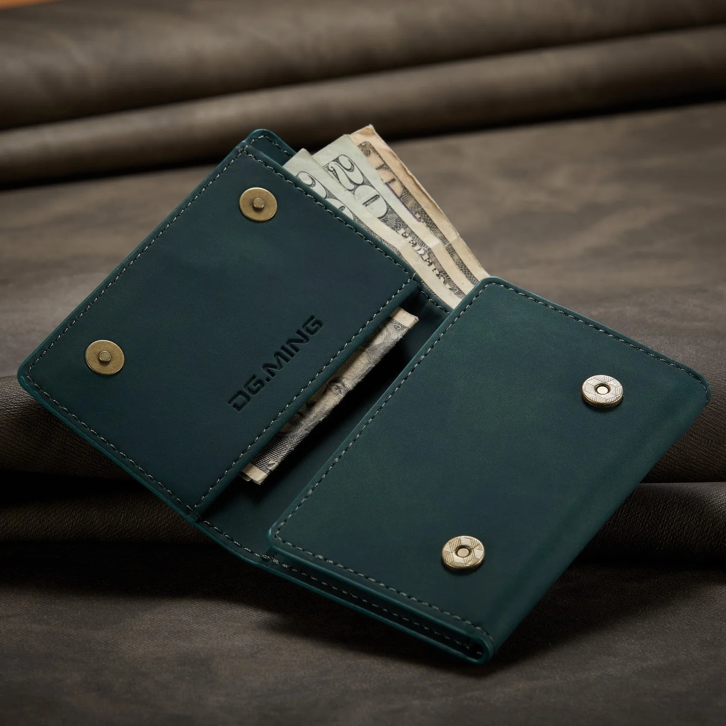 (With Large Bill Room)Fashion Short Leather Wallet Men's Coin Cash Cards Holder Purse Foldable Wallet Women's  Mini Slim Handbag