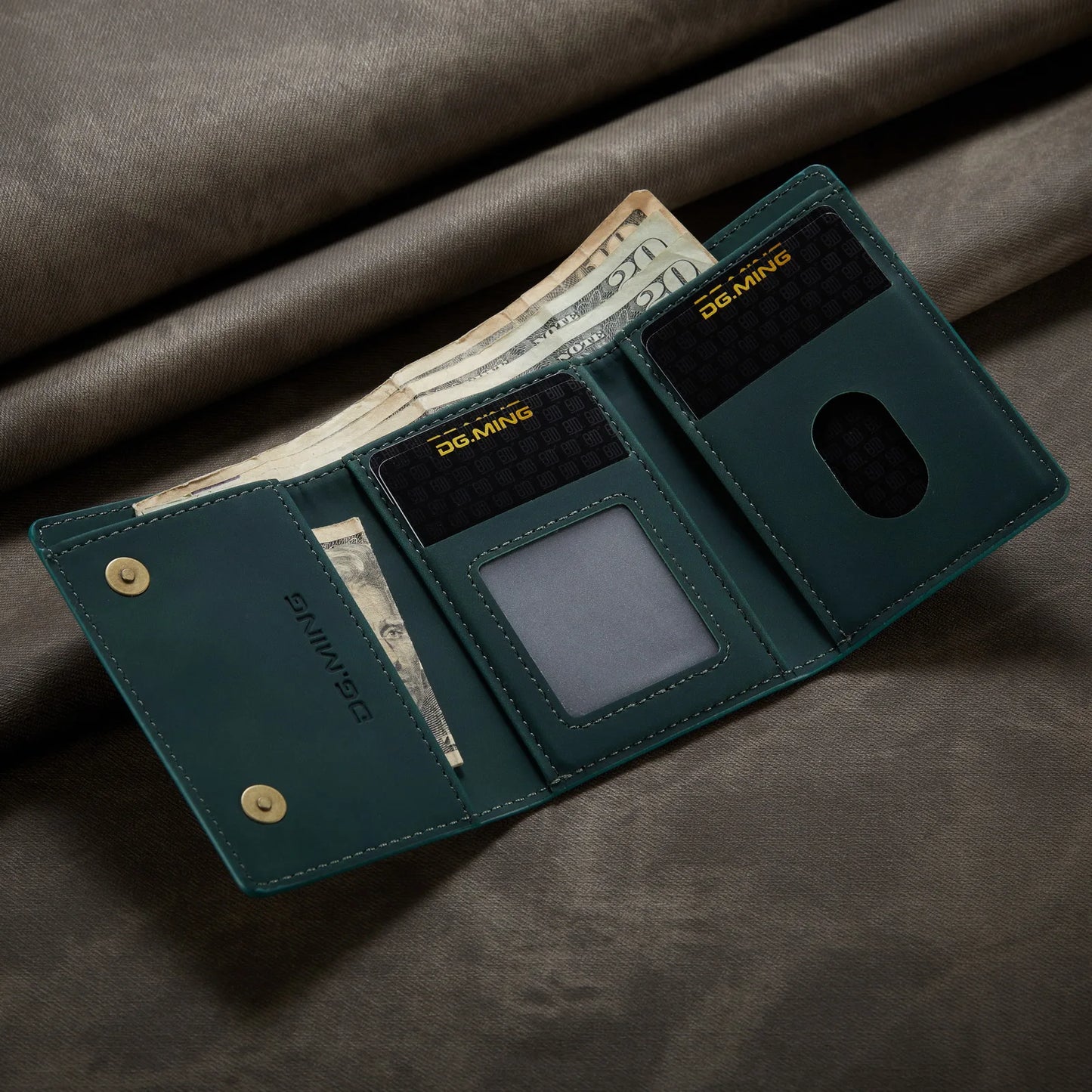 (With Large Bill Room)Fashion Short Leather Wallet Men's Coin Cash Cards Holder Purse Foldable Wallet Women's  Mini Slim Handbag