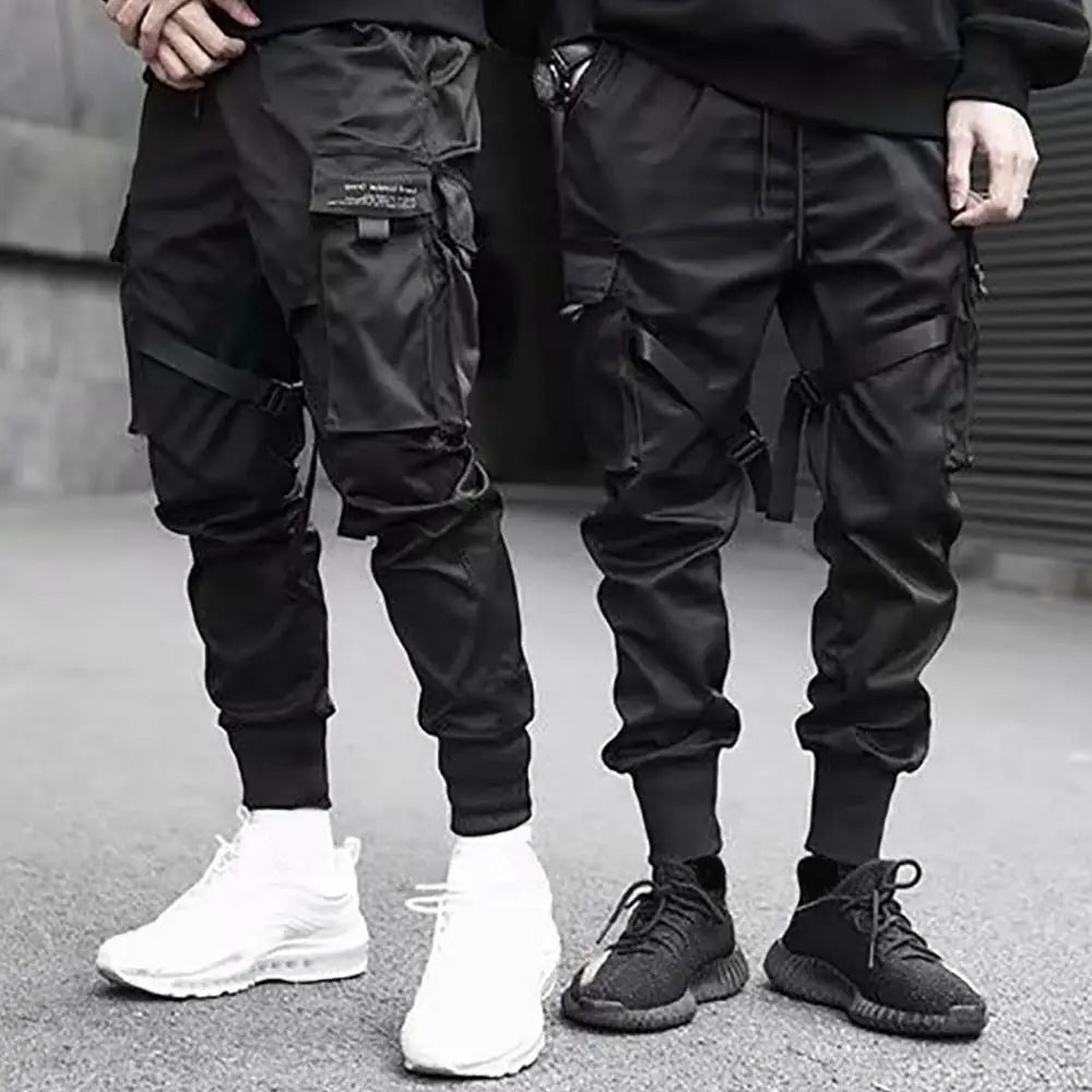 Ribbons Harem Joggers Men Cargo Pant Streetwear 2023 Hip Hop Casual Pockets Track Pants Male Harajuku Fashion Trousers Sweatpant